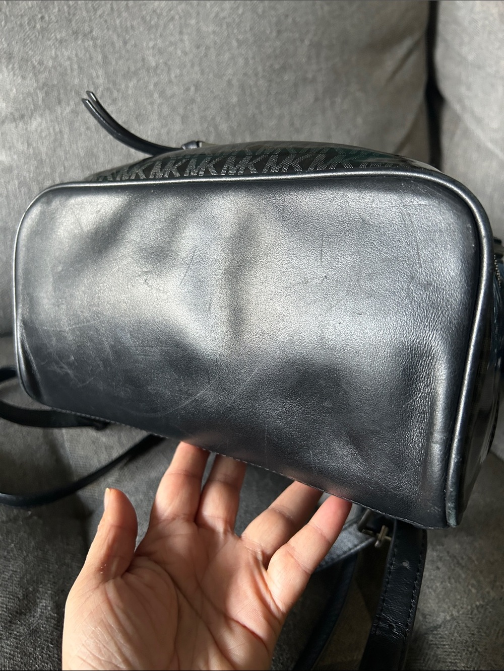 Michael Kors Rhea zip glossy Black MK Monogram Backpack - Picture 4 of 12